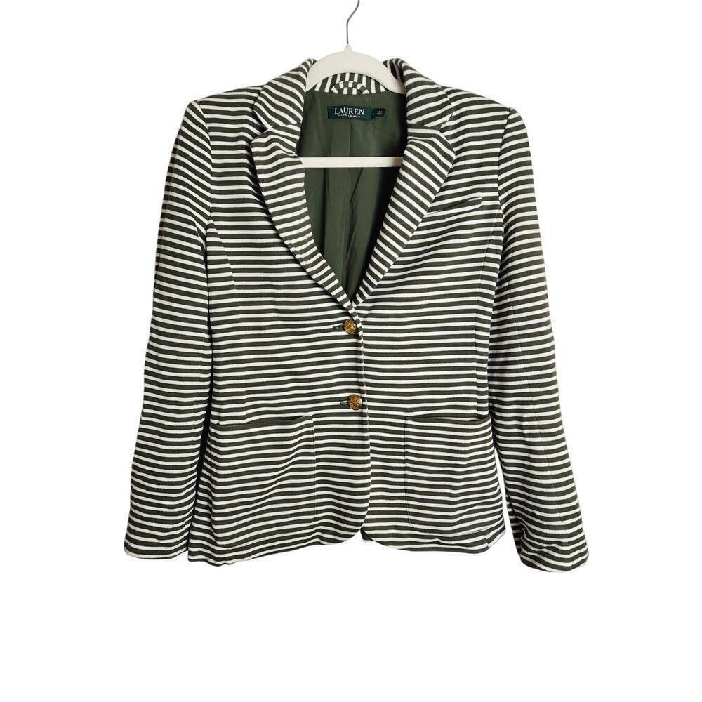 Lauren Ralph Lauren knit sweater blazer sz S olive green preppy old Money career